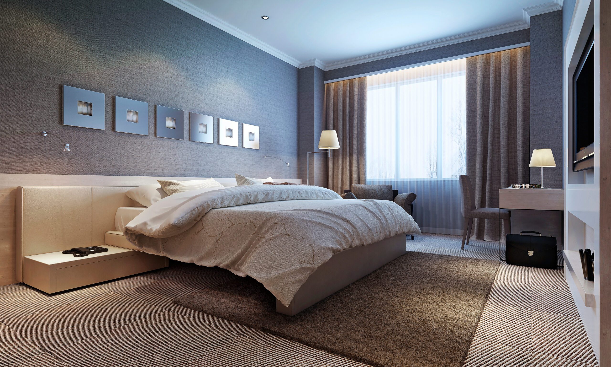 bedroom interior, modern style